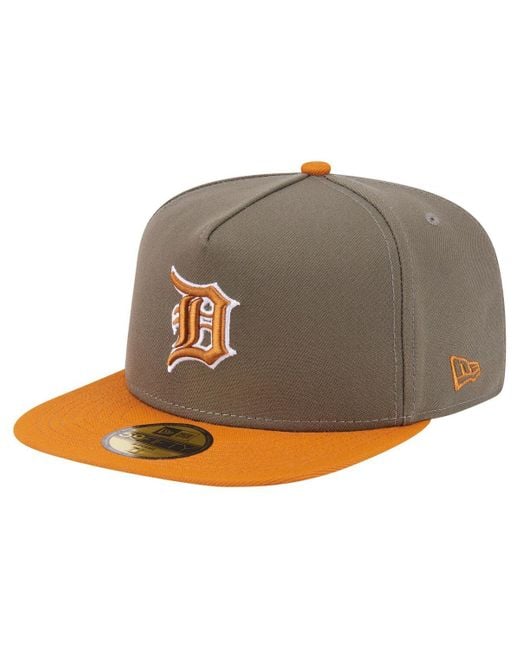 KTZ Multicolor Olive/orange Detroit Tigers Two-tone Color Pack A-frame 59fifty Fitted Hat for men