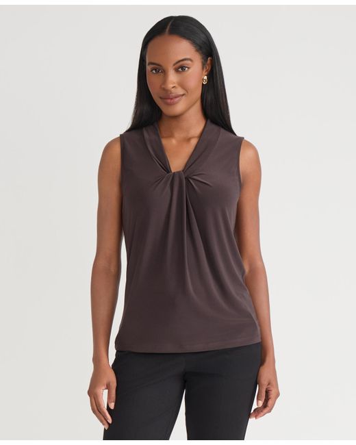 Kasper Purple Sleeveless Knot Front Jersey Top