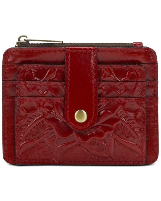 Patricia Nash Red Cassis Id Small Printed Leather Wallet
