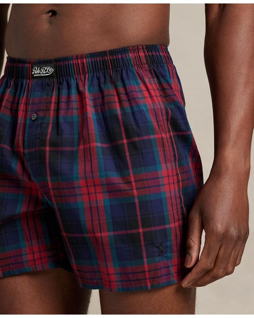 Polo Ralph Lauren Blue Woven Single-button Fly Boxer Shorts for men