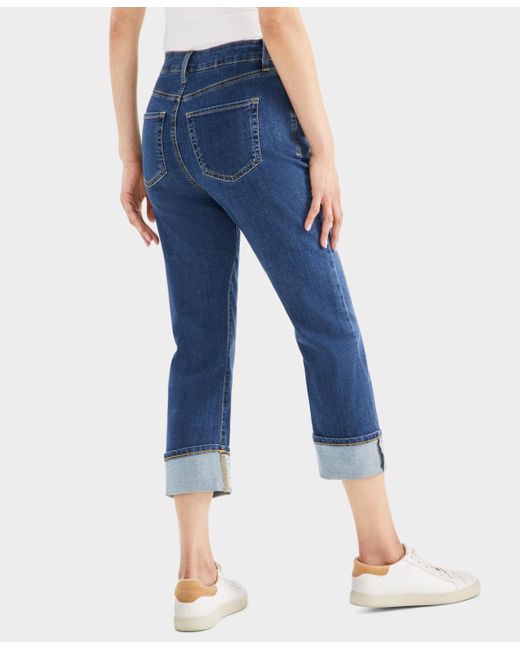 Style & Co. Blue High-rise Embroidered Cuffed Jeans