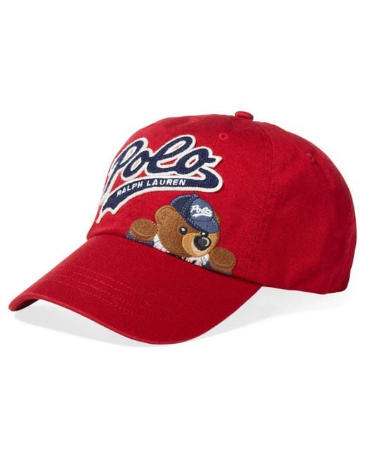Polo Ralph Lauren Red Polo Bear Cotton Baseball Cap for men
