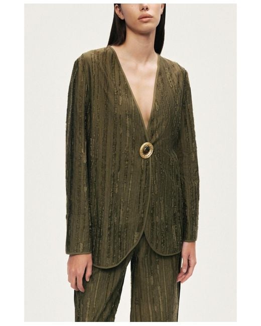 Nocturne Green Textured Tailored Jacket