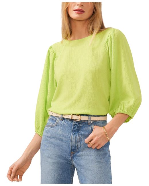 Vince Camuto Green Puff 3/4-sleeve Knit Top