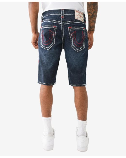True Religion Blue Ricky No Flap Super T Straight Shorts for men
