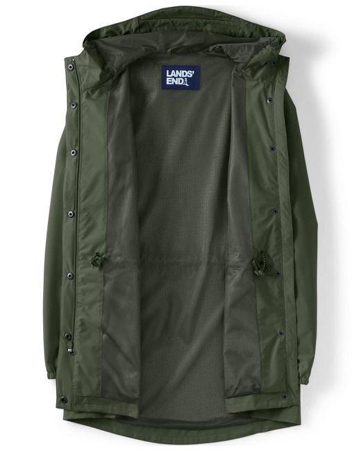 Lands' End Green Plus Size Squall Packable Waterproof Raincoat