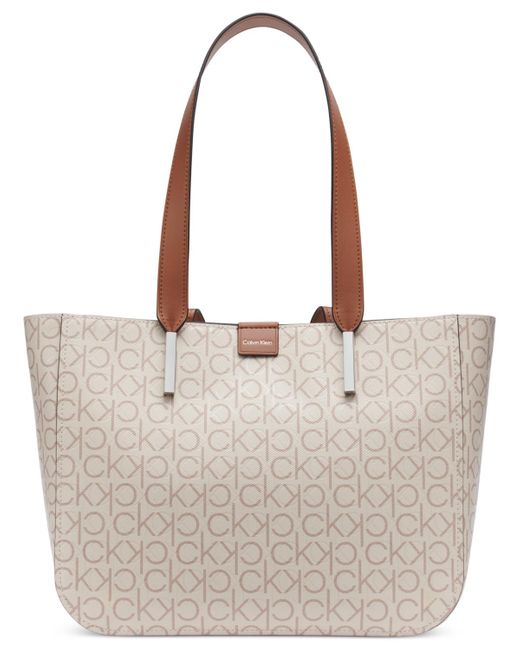 Calvin Klein Gray Audrey Signature Medium Tote Bag