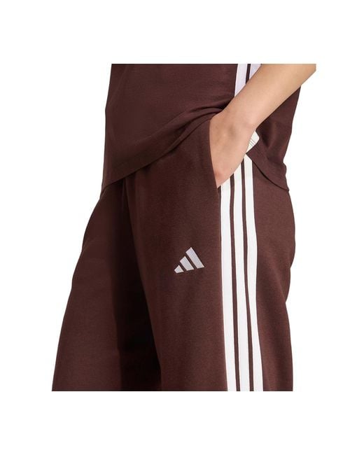 Adidas Brown Essentials 3-stripes Open Hem Pants