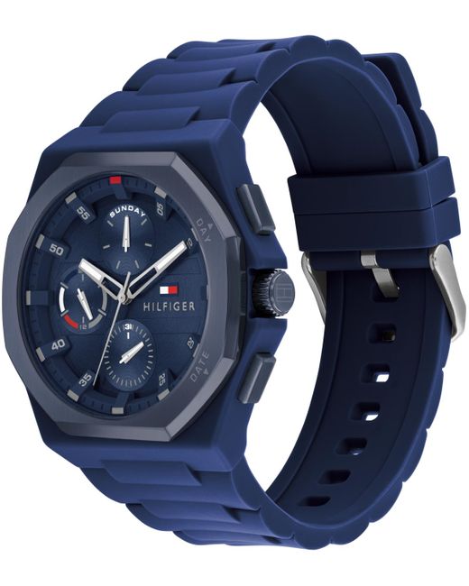 Tommy Hilfiger Blue Multifunction Silicone Watch 44mm for men