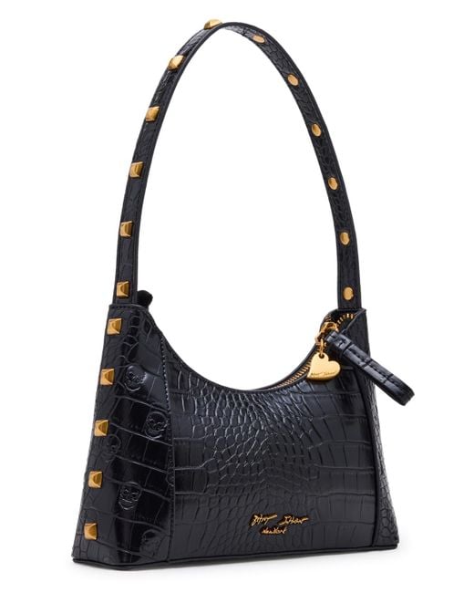 Betsey Johnson Black Headquarters Top Zipper Shoulder Bag