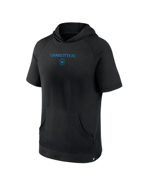Fanatics Black Charlotte Fc Match Raglan Short Sleeve Pullover Hoodie for men