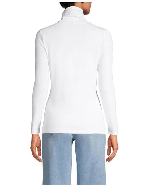 Lands' End White Tall Lightweight Jersey Long Sleeve Turtleneck