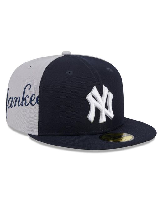 KTZ Blue Navy/gray New York Yankees Gameday Sideswipe 59fifty Fitted Hat for men