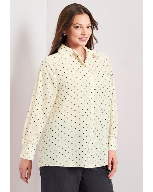 Avenue White Plus Size Button Front Blouse
