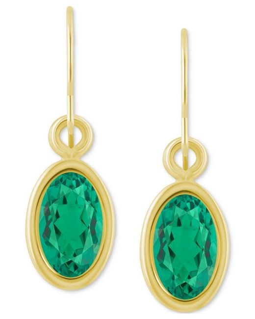 Macy's Green Oval Gemstone Drop Earrings
