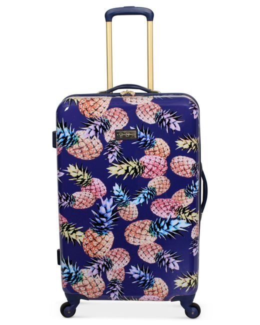 Jessica Simpson Blue Pineapple Hardside 25" Spinner Suitcase