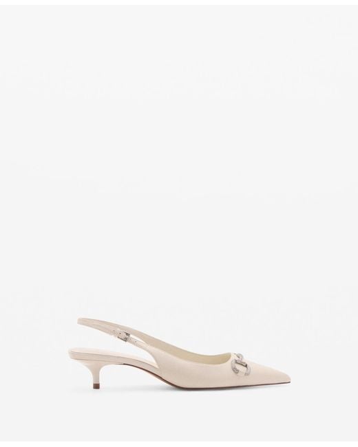 Mango White Crystal Sling Back Shoes