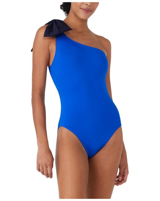 Kate Spade Blue One-shoulder Bow-tie Swimsuit
