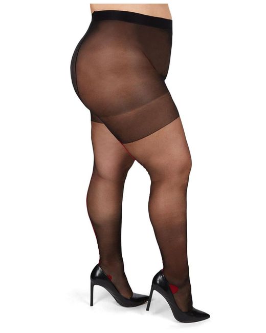 Memoi Brown Plus Size Back Seam/cuban Heel Curvy Control Top Pantyhose Mm-2618