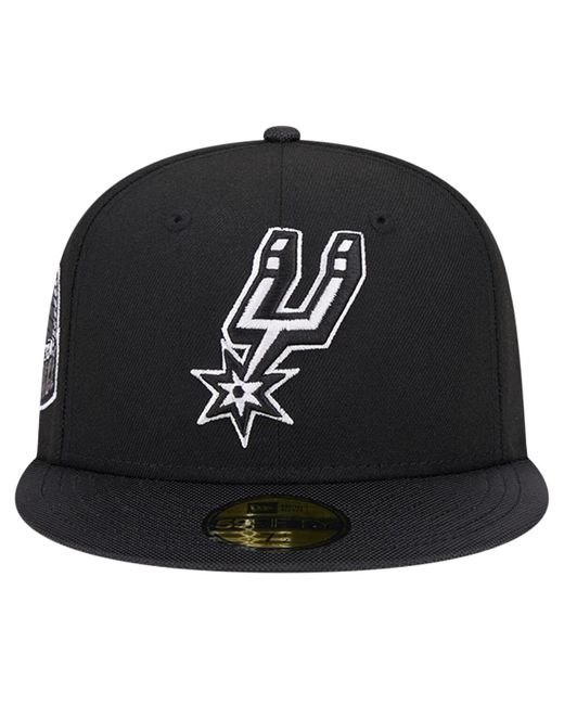 KTZ Black San Antonio Spurs Active Satin Visor 59fifty Fitted Hat for men