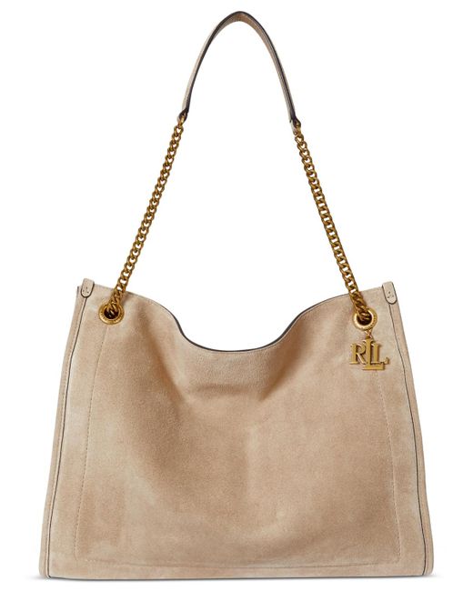Ralph Lauren Natural Bradley Large Suede Shopper Tote Bag