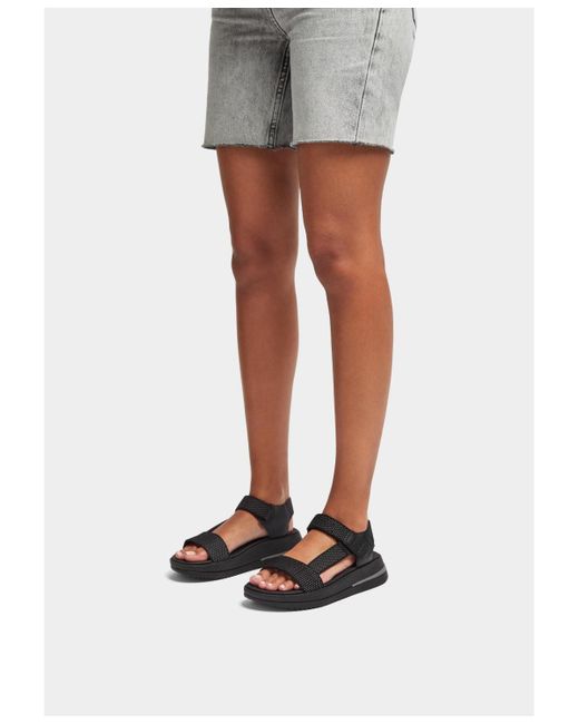 Fitflop Black Surff Two-tone Webbing Or Leather Back-strap Sandals