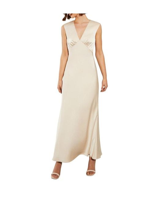 Oasis Natural Satin Maxi Bridesmaid Dress
