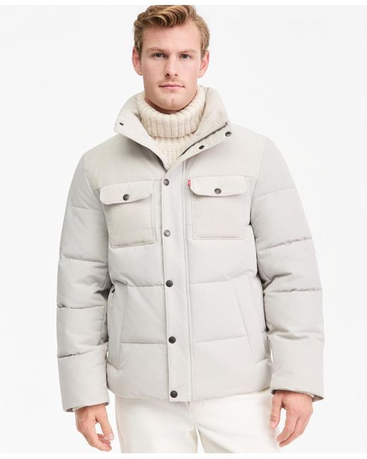Levi's White Mixed-media Puffer Jacket for men