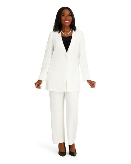 Kasper White Collarless Topper