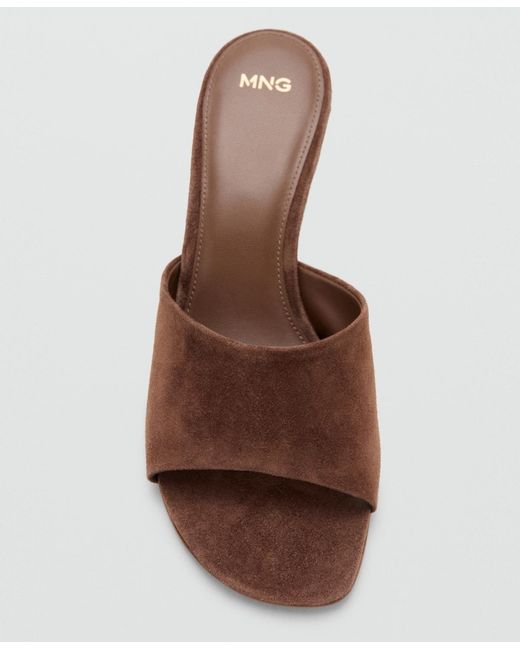 Mango Brown Suede Kitten Heel Sandals