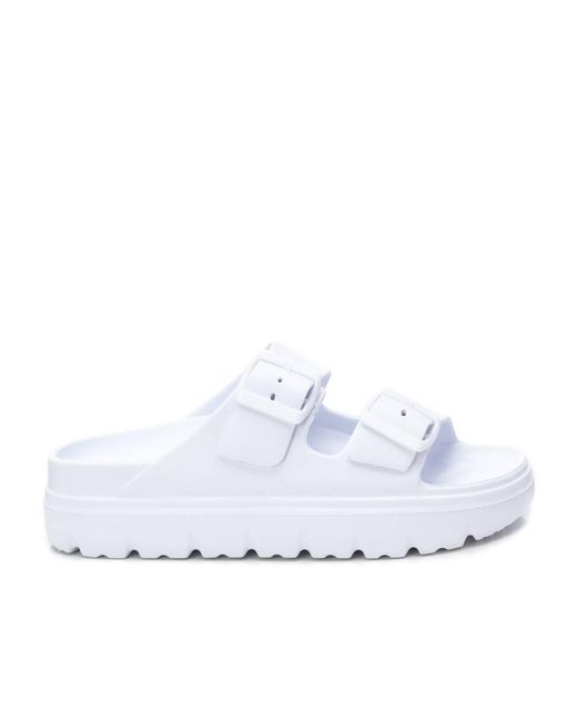 Xti White Rubber Flat Sandals By