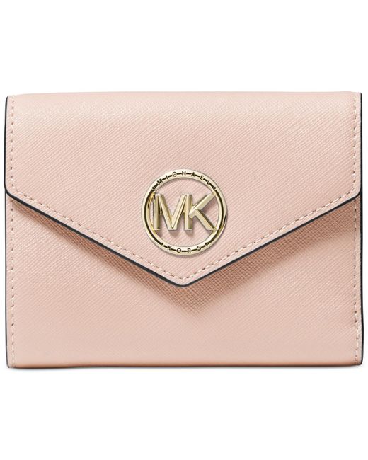 Michael Kors Pink Michael Greenwich Leather Envelope Trifold Wallet