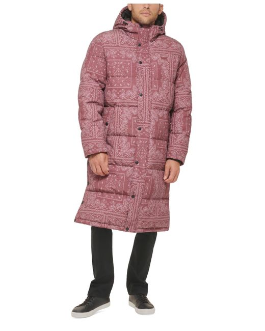 Levi's Red Quilted Extra Long Parka Jacket for men