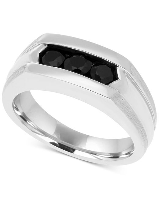 Macy's Metallic Men's Black Sapphire Ring (1 Ct. T.w.) In Sterling Silver And Black Rhodium Plate