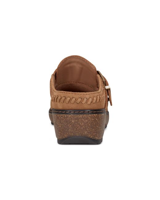 Earth Brown Kay Stitched Round Toe Clogs