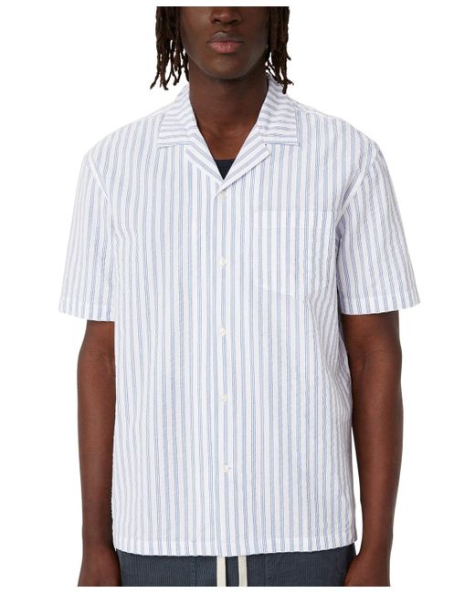 Frank And Oak White Short Sleeve Seersucker Button-front Shirt for men