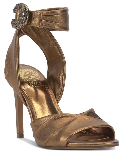 Vince Camuto Anyria Jeweled Ankle-strap Dress Sandals in Metallic | Lyst