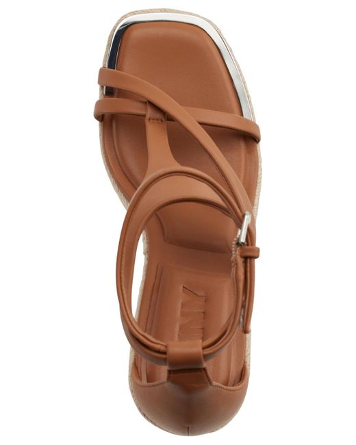 DKNY Metallic Maryn Ankle-strap Espadrille Wedge Sandals