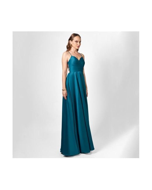 Bariano Blue Hanna Open Back A Line Gown