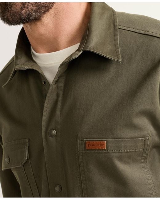 Pendleton Green Long-sleeve Twill Work Shirt for men