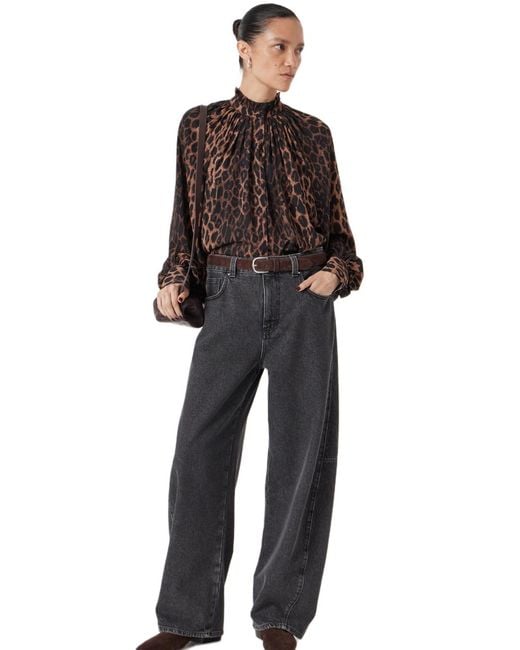 Hush Brown Fleur Floaty Chiffon Blouse