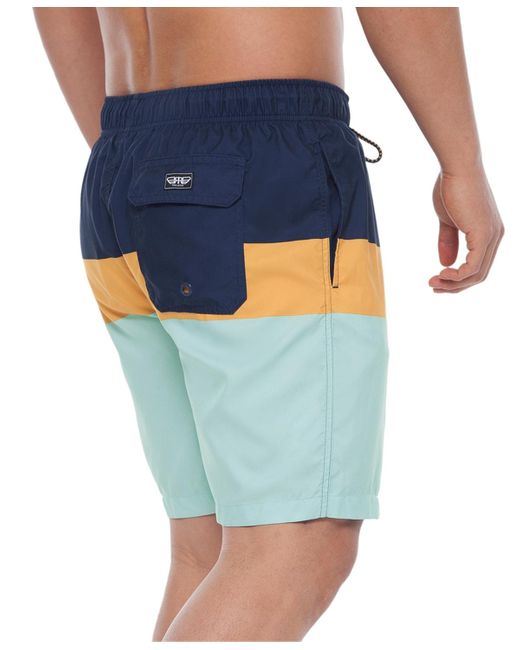 Rokka&Rolla Blue 8" Mesh Lined Swim Trunks for men