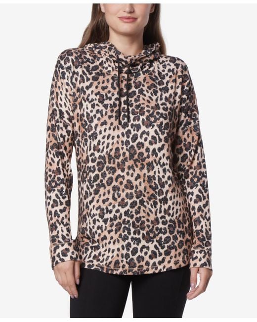 Marc New York Multicolor Andrew Marc Sport Long Sleeve Printed Cowl Neck Tunic Top