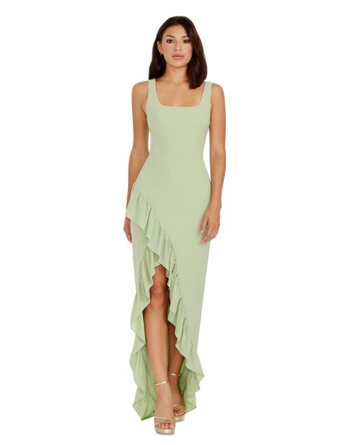 Dress the Population Green Charlene Ruffled High-low Gown