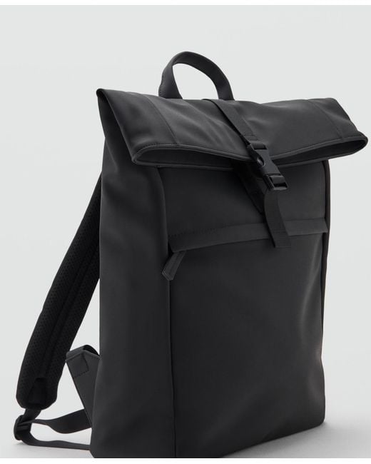 Mango Black Flap Closure Rubberized Backpack
