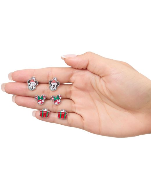 Disney White Holiday Stud Earring Set