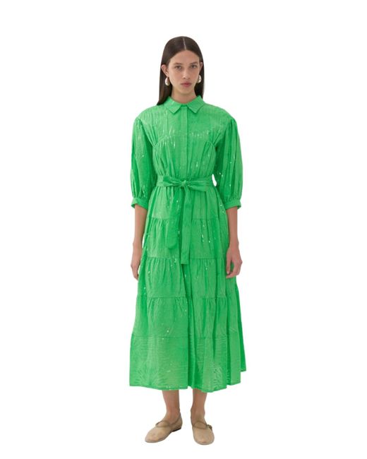 Nocturne Green Embroidered Maxi Dress