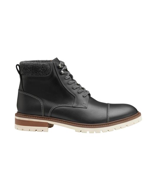 Johnston & Murphy Black Barrett Cap Toe Boots for men