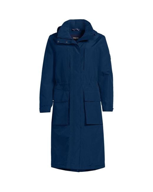 Lands' End Blue Plus Size Squall Waterproof Insulated Winter Stadium Maxi Coat