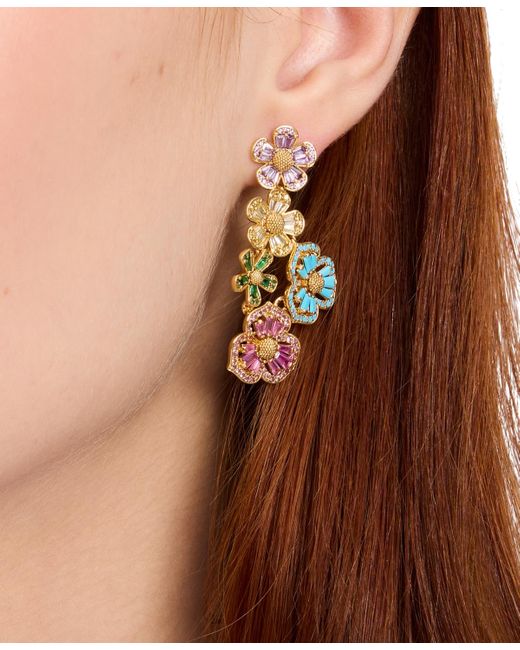 Kate Spade Metallic Gold-tone Fleurette Cluster Drop Earrings